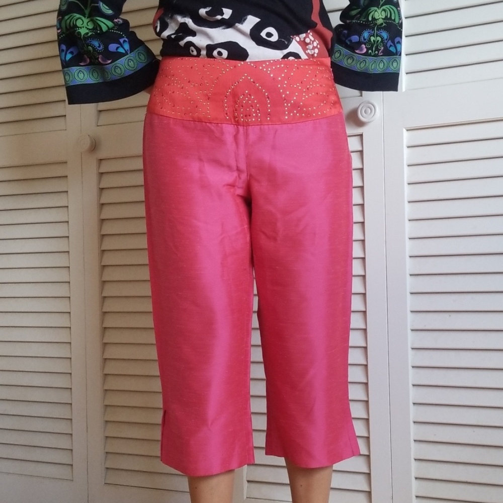 MCM capri silk pants sizeS , or 42